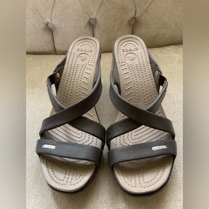 CROCS Women's Dark Brown Crisscross Wedge Sandals